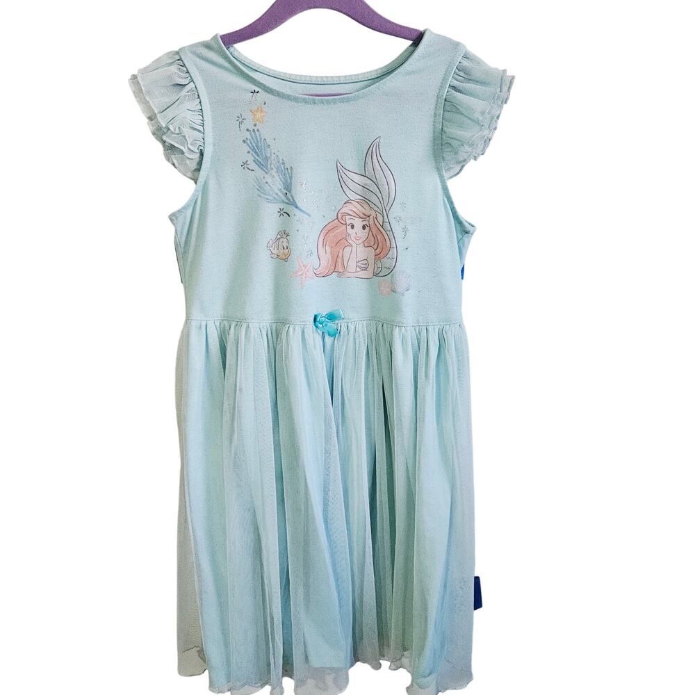 Disney Girls Size 7/8 Pajama Dress Light Blue Ariel Mermaid Princess Nightie